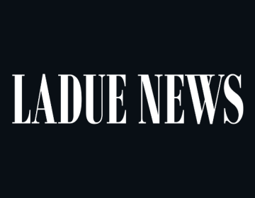 Black background and "Ladue News" in white lettering in the center