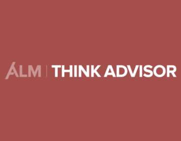 Rose colored background with ALM | THINK ADVISOR logo in the center